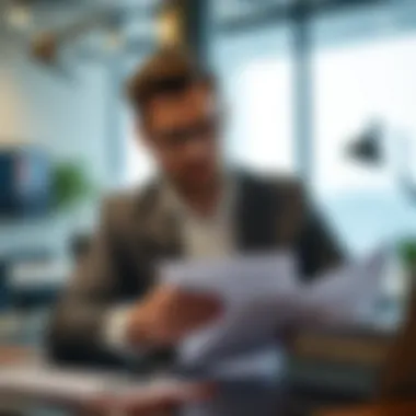 Business owner reviewing contracts
