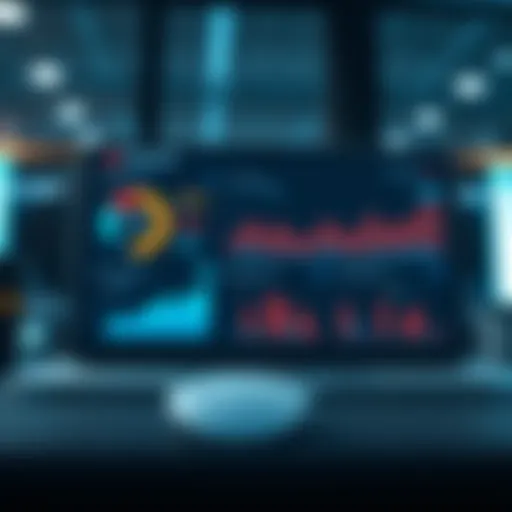 Client Data Analytics Dashboard An illustration of a digital dashboard displaying client data analytics