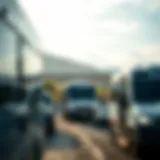 Scenic view of a border region with shuttle services in action