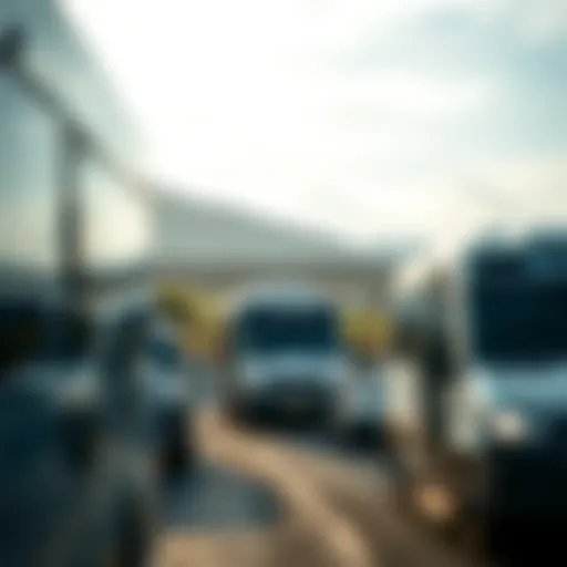 Scenic view of a border region with shuttle services in action