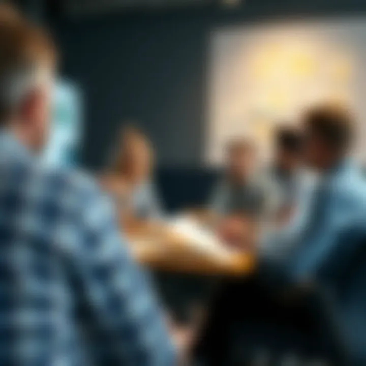 Collaborative Content Ideation Session A diverse group brainstorming ideas for newsletter content
