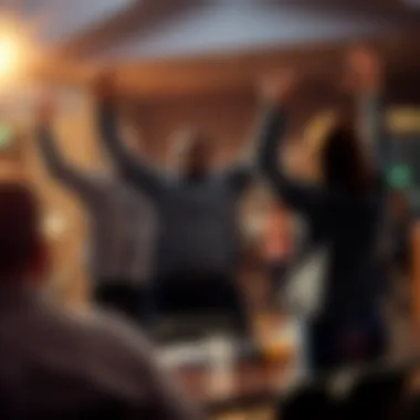 Celebrating success after completing a team exercise