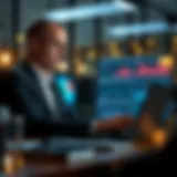 A consultant analyzing data on a laptop