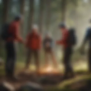 Experiencing Teamwork through Outdoor Activities Individuals participating in an outdoor team-building exercise