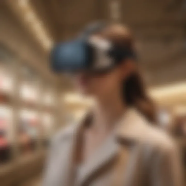 Virtual reality headset with a shopping interface