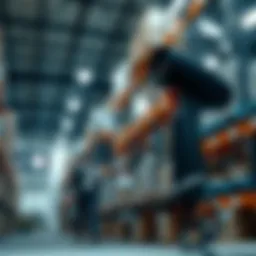 A barcode scanner capturing data in a warehouse setting