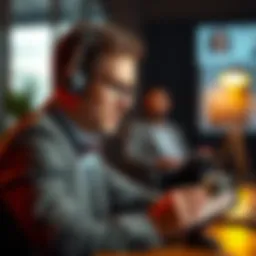 A focused individual making a cold call with a notepad and pen.
