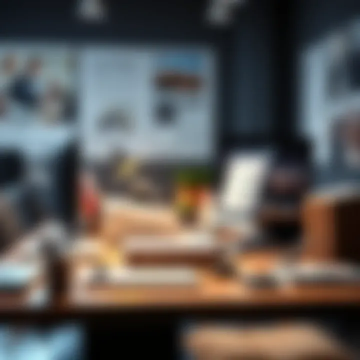 A creative workspace showcasing content creation strategies for social media