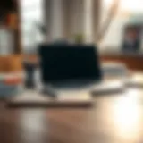 A well-organized desk with notepad and laptop ready for a sales call