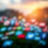 A digital landscape showcasing various social media logos