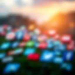 A digital landscape showcasing various social media logos