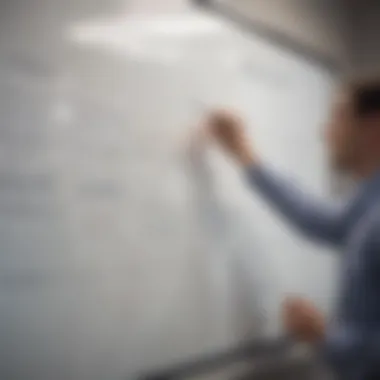 Sales training objectives outlined on a whiteboard