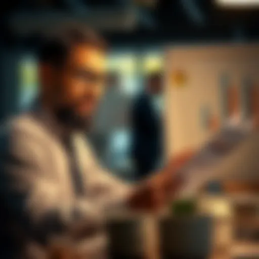 Business owner analyzing financial reports