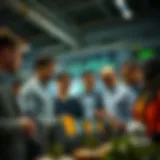 A diverse group of individuals analyzing market trends