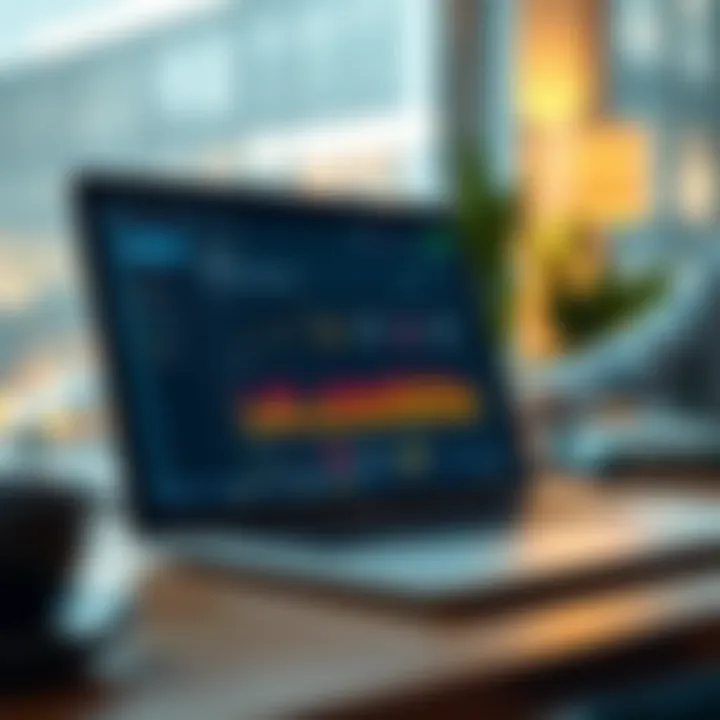 Leveraging Technology for Sales Efficiency A sleek laptop displaying advanced sales analytics software