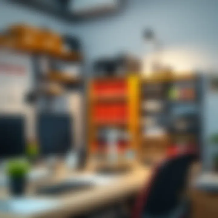 Efficient Workspace Organization An organized workspace showcasing efficient layout and storage solutions