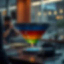 Visual representation of the customer sales funnel stages